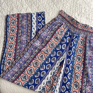 Boho Stretch Waist Flowy Pilazzo Pants - Like New GREAT Cond.